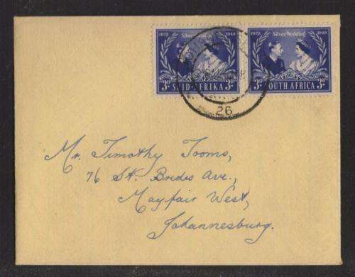 UNION SA 1948 ROYAL WEDDING PAIR ON PRIVATE FDC