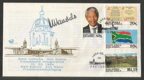 RSA 1994 MANDELA INAUGURATION OFFICIAL FDC 6.3b WITH AUTOPEN SIGNATURE OF MANDELA