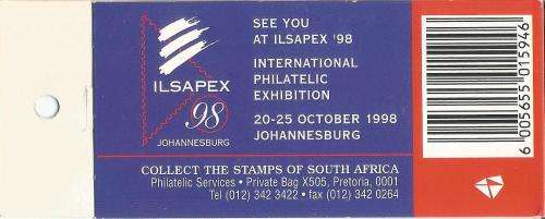 RSA 1997 RHINO BOOKLET WITH WATTLED CRANE STAMPS 1/2 IN MARGIN