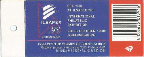 RSA 1997 RHINO BOOKLET WITH WATTLED CRANE STAMPS 5/6 IN MARGIN