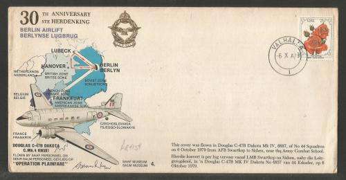 SA AIR FORCE (SAAF) FLIGHT COVER # 4 - 1979 30TH ANNIV BERLIN AIRLIFT SIGNED BY ARTIST G VAN RHYN