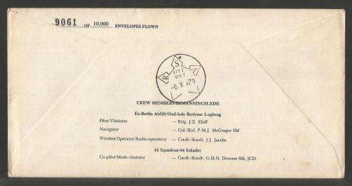 SA AIR FORCE (SAAF) FLIGHT COVER # 4 - 1979 30TH ANNIV BERLIN AIRLIFT SIGNED BY ARTIST G VAN RHYN