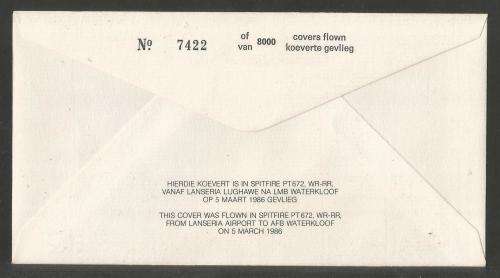 SA AIR FORCE (SAAF) FLIGHT COVER # 24 - 1986 SPITFIRE 50 GOLDEN YEARS UNSERVICED