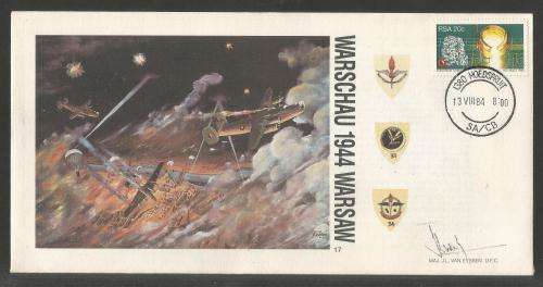 SA AIR FORCE (SAAF) FLIGHT COVER # 17 - 1984 40TH ANNIV WARSAW 1944 SIGNED MAJ VAN EYSSEN IN BLACK