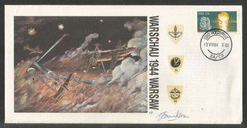 SA AIR FORCE (SAAF) FLIGHT COVER #17 - 1984 40TH ANNIV WARSAW SIGNED ARTIST G VAN RHYN
