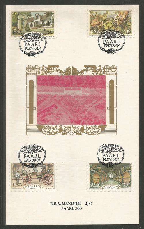 RSA 1987 PAARL 300 LIMITED EDITION MAXISILK CARD 3/87 RED PROOF