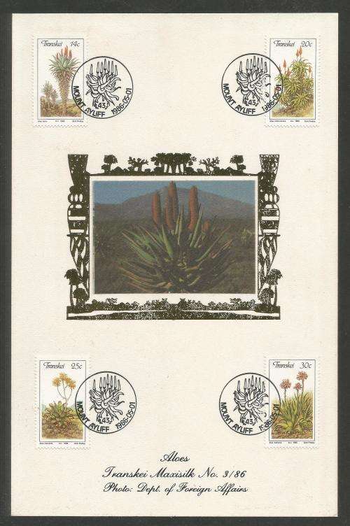TRANSKEI 1986 ALOES LIMITED EDITION MAXISILK CARD 3/86