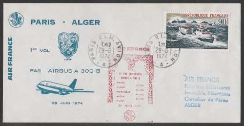 AVIATION 1974 AIRBUS A300 COM COVER AIR FRANCE PARIS-ALGER