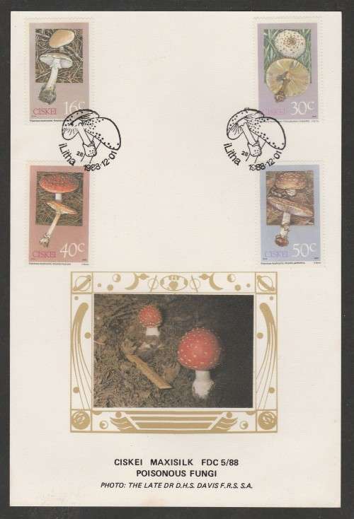 CISKEI 1988 POISONOUS FUNGI LIMITED EDITION MAXISILK CARD # 5/88
