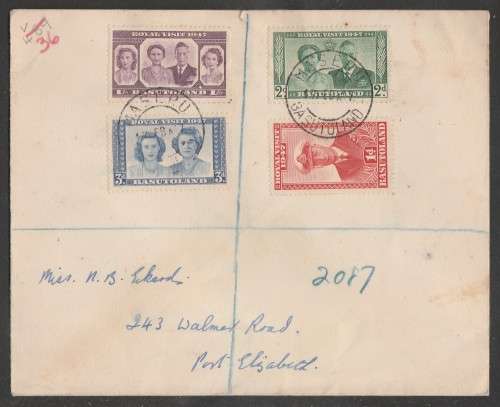 BASUTOLAND 1947 ROYAL VISIT REG PRIVATE FDC
