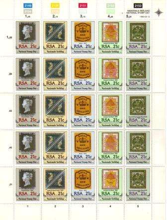 RSA 1990 NATIONAL STAMPS DAY MNH FULL SHEET