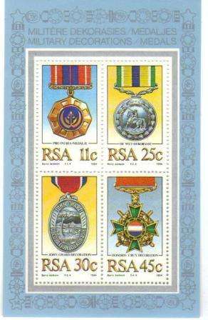 RSA 1984 MILITARY DECORATIONS MNH MINIATURE SHEET