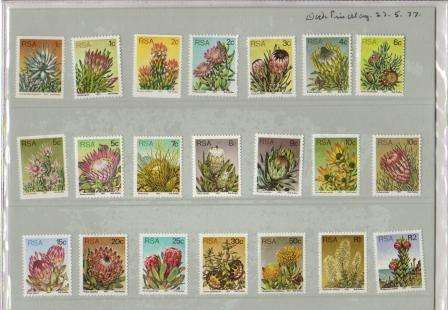 RSA 1977 3RD DEFINITIVES PROTEAS MNH SET SIGNED BY ARTIST DICK FINDLAY