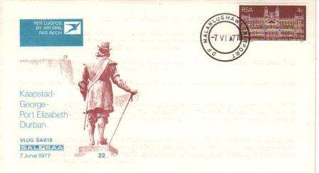 SA AIRWAYS (SAA) FLIGHT COVER #22 AS PER SCAN