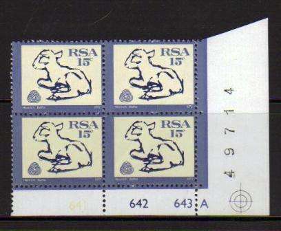 RSA 1ST DEFINITIVES MNH CONTROL BLOCK OF 4 SACC 334 BLOCK A (NOTE PERF SHIFT AS PER SCAN)
