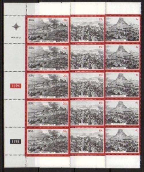 RSA 1979 ZULU WAR SET OF 3 MNH CONTROL STRIPS OF 5