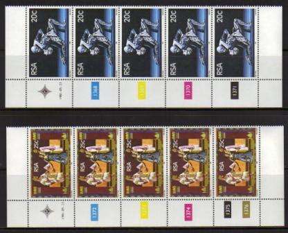 RSA 1981 STATE THEATRE SET OF 2 MNH CONTROL STRIPS OF 5
