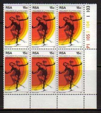 RSA 1977 PHYSICAL EDUCATION MNH CONTROL BLOCK OF 6