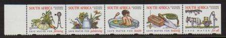 RSA 1997 WATER CONSERVATION MNH STRIP OF 5 WITH BLANK MARGIN HSPH