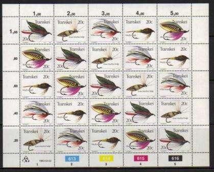 TRANSKEI 1983 FISHING FLIES MNH FULL SHEET