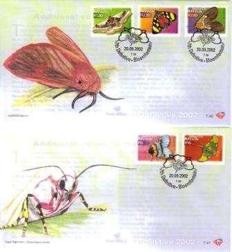 RSA 2002 7TH DEFINITIVE BUTTERFLIES ADDITIONAL VALUE FDC 7.40 & 7.41