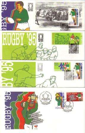 RSA 1995 RUGBY WORLD CUP FDC 6.14a/b/c/d