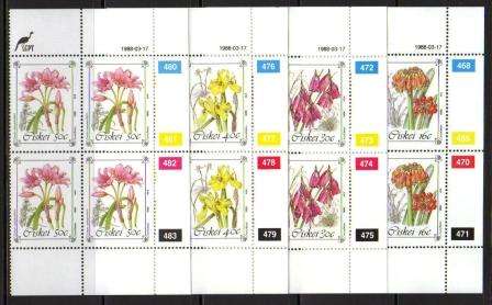 CISKEI 1988 PROTECTED FLOWERS SET OF 4 MNH CONTROL BLOCKS
