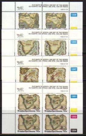 BOP 1992 OLD MAPS OF AFRICA SET OF 4 MNH CONTROL BLOCKS
