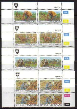 VENDA 1986 FORESTRY SET OF 4 MNH CONTROL BLOCKS OF 4