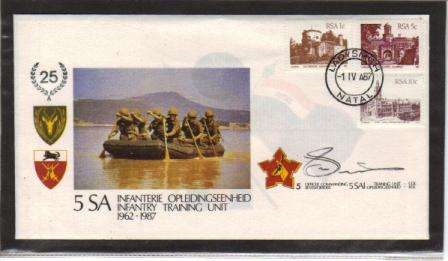 SA ARMY COVER #5 25 YEARS 5 SA INFANTRY TRAINING UNIT SIGNED
