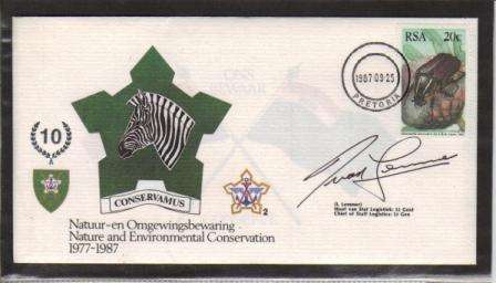 SA DEFENCE FORCE (SADF) COM COVER #2 - 10 YEARS NATURE AND ENVIRONMENT CONSERVATION SIGNED IN BLACK