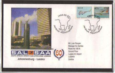 SA AIRWAYS (SAA) SIGNED FLIGHT COVER #69 AS PER SCAN