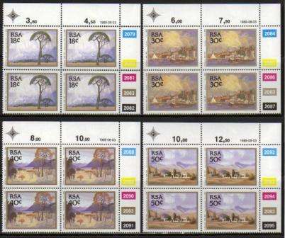 RSA 1989 PIERNEEF SET OF 4 MNH CONTROL BLOCKS OF 4