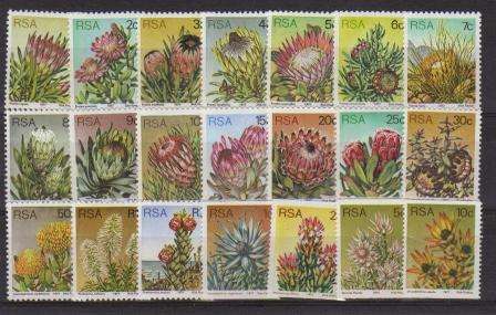 RSA 1977 3RD DEFINITIVES PROTEAS FULL SET OF 21 MNH SINGLES INCLUDING COILS