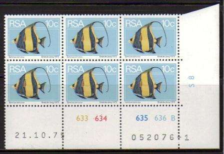 RSA 2ND DEFINITIVES 10c MNH CONTROL BLOCK B1 DATED 21/10/75
