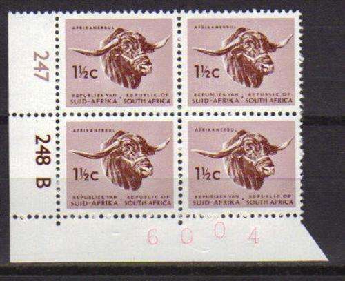 RSA 1ST DEFINITIVES MNH CONTROL BLOCK SACC 263a BLOCK B WITH RED SHEET # AS PER SCAN