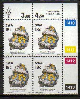 SWA 4TH DECIMAL DEFINITIVE 18c REPRINT TYPE II MNH CONTROL BLOCK OF 4 - A DIFFICULT ITEM