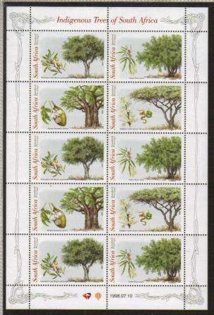 RSA 1998 INDIGENOUS TREES MNH FULL SHEET OF 10