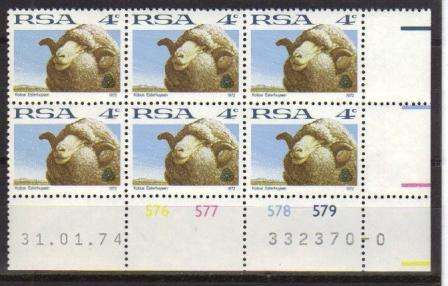 RSA 1ST DEFINITIVE SACC 329a MNH CONTROL BLOCK "0" DATED 31/1/74 AS PER SCAN