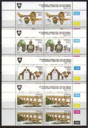VENDA 1993 INVENTIONS SET OF 4 MNH CONTROL BLOCKS