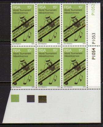 RSA 1976 WORLD BOWLS CHAMPIONSHIPS WINNERS MNH CONTROL BLOCK