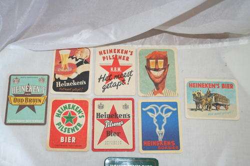 Old Heineken Coaster set in tin COLLECTERS ITEM
