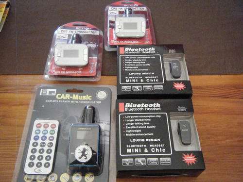 2x bluetooth earpiece 3x car modulators