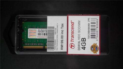 Transcend TS512MSK64W6H 4GB DDR3L 1600MHz SODIMM  Notebook Memory