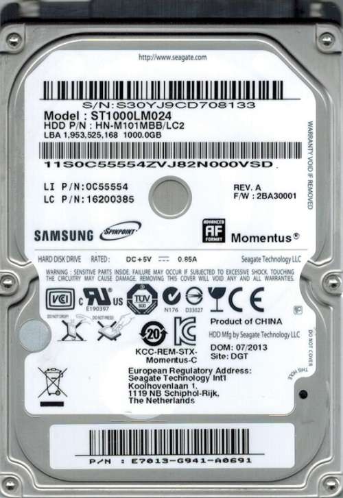 SAMSUNG ST1000LM024  1TB LAPTOP  HARD DRIVE