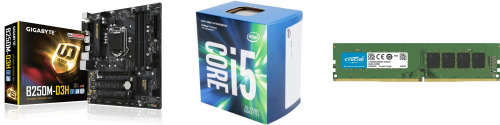 GIGABYTE GA-B250M-D3H INTEL I5-7400 / 7500 8GB CRUCIAL RAM  MOTHERBOARD BUNDLE .
