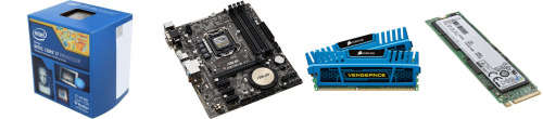 INTEL CORE I7-4790 + ASUS H97M-E MOTHERBOARD + CORSAIR VENGEANCE MEMORY+ 256GB  SOLID STATE DRIVE