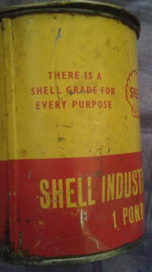 WOW!!! Antique Shell Industrial Grease Can!!!