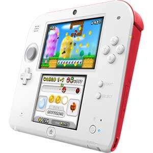 red & white Nintendo 2DS console complete