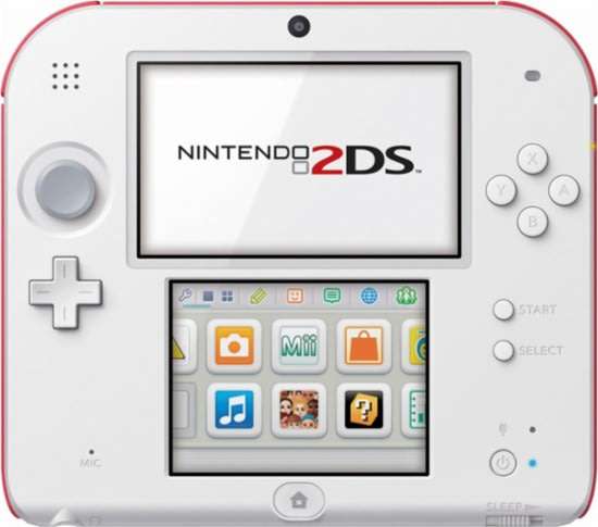 red & white Nintendo 2DS console complete